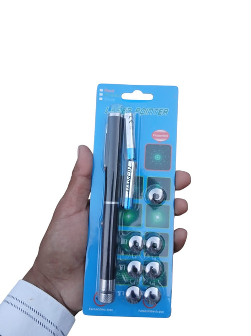 Green Laser Pointer Pen Light with Star Caps | Long Range Laser Beam for Presentation, Outdoor & Fun Use