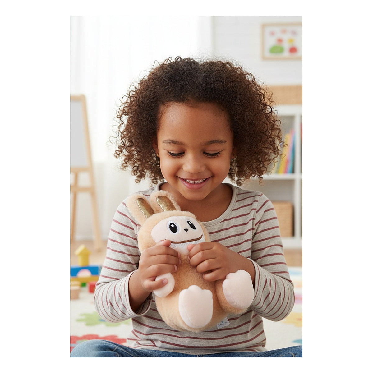 Cute Brown Sitting Plush Bunny Soft Toy